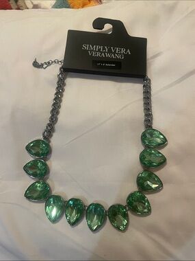 Simply Vera Vera Wang Green Teardrop Necklace with Silver-Tone Chain